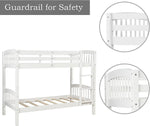 Twin Over Twin Wood Bunk Bed With Ladder Natural Finish