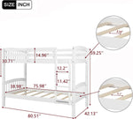 Twin Over Twin Wood Bunk Bed With Ladder Natural Finish