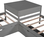 L Shaped Twin Platform Bed With Trundle Gray Finish