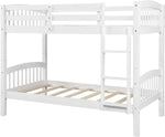 Twin Over Twin Wood Bunk Bed With Ladder Natural Finish