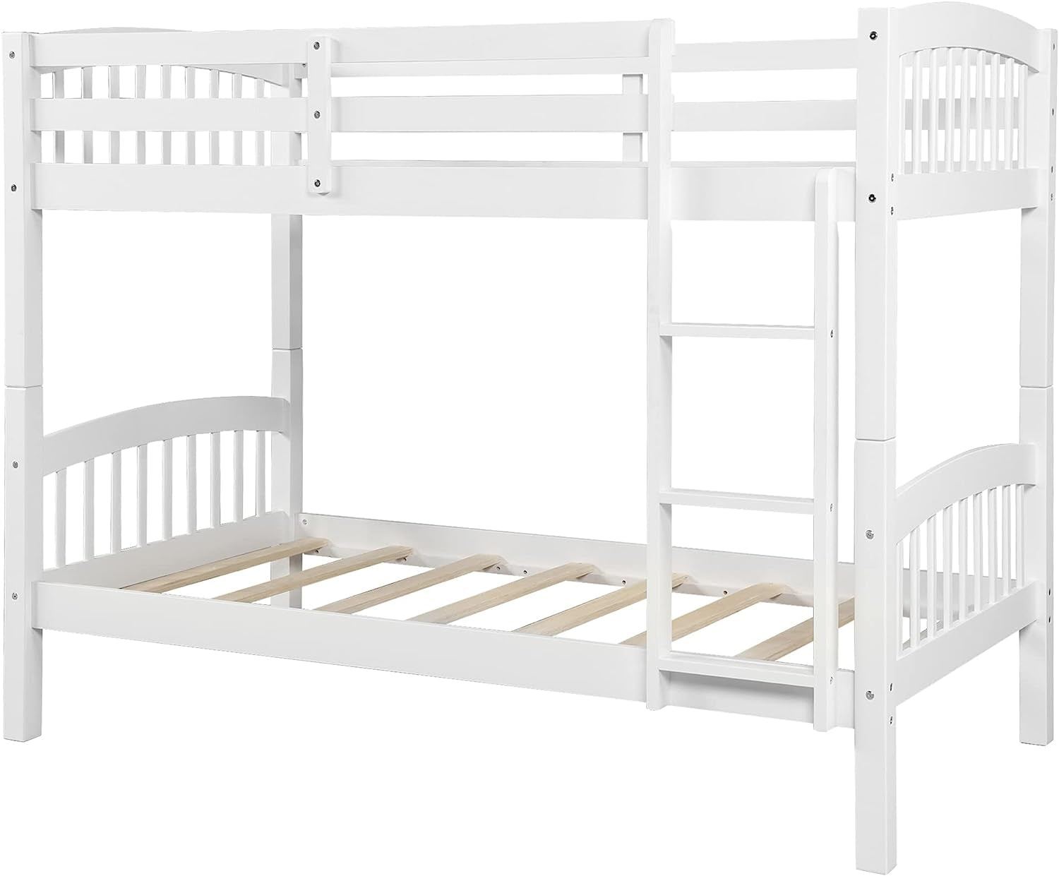 Twin Over Twin Wood Bunk Bed With Ladder Natural Finish