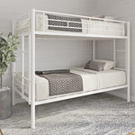 Twin Over Twin Metal Bunk Bed With 2 Ladders White