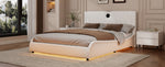 King Size Luxurious Faux Leather Upholstered Platform Bed with