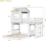 White Twin Over Full Low Profile Playhouse Bunk Bed