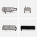 Gray Fabric Twin Futon Sofa Bed With Arms For Small Rooms
