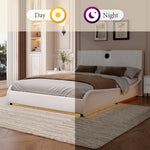 King Size Luxurious Faux Leather Upholstered Platform Bed with