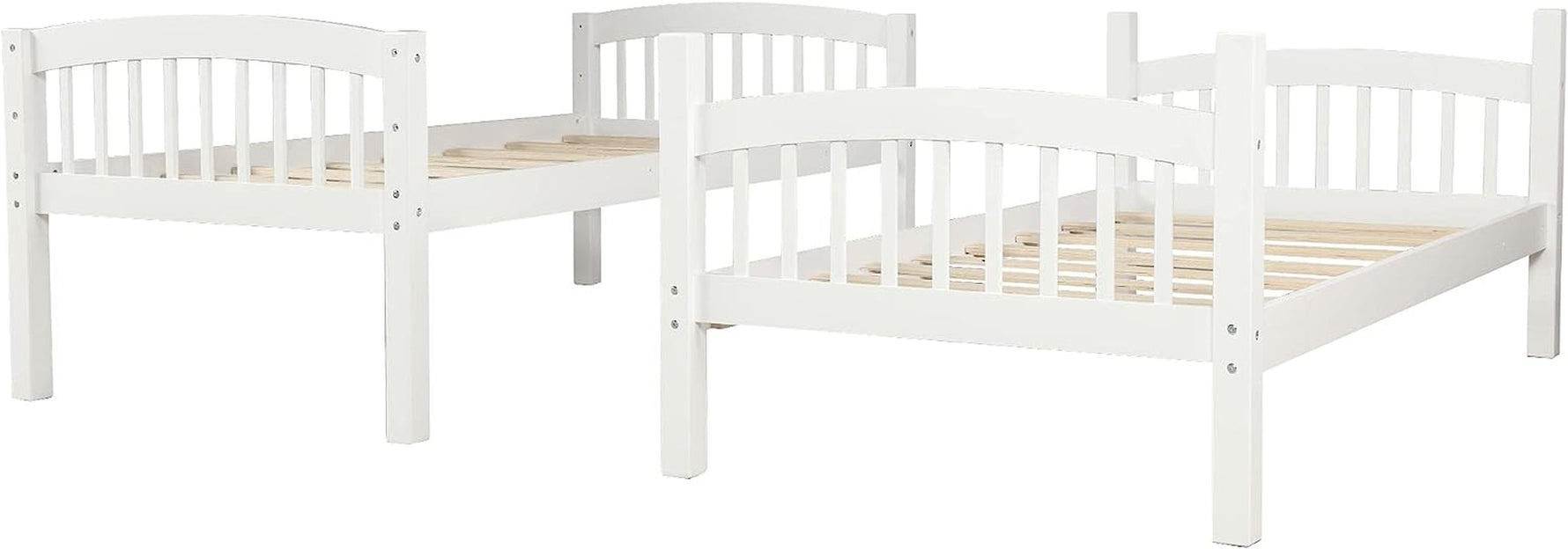 Twin Over Twin Wood Bunk Bed With Ladder Natural Finish