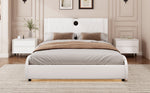 King Size Luxurious Faux Leather Upholstered Platform Bed with
