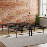 Metal Mattress Foundation Bed Frame, Queen Size Bed Base, Bedroom Furniture, Black