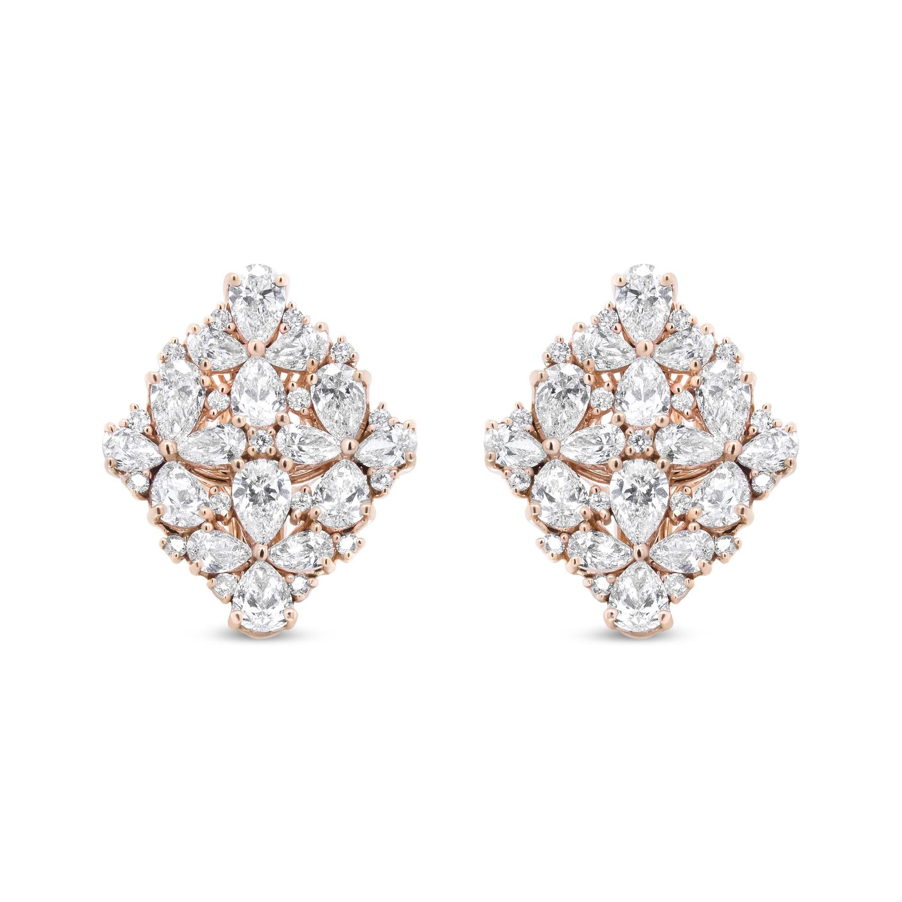 18K Rose Gold 8 1/3 Cttw Pear and Round Diamond Floral Cluster Omega