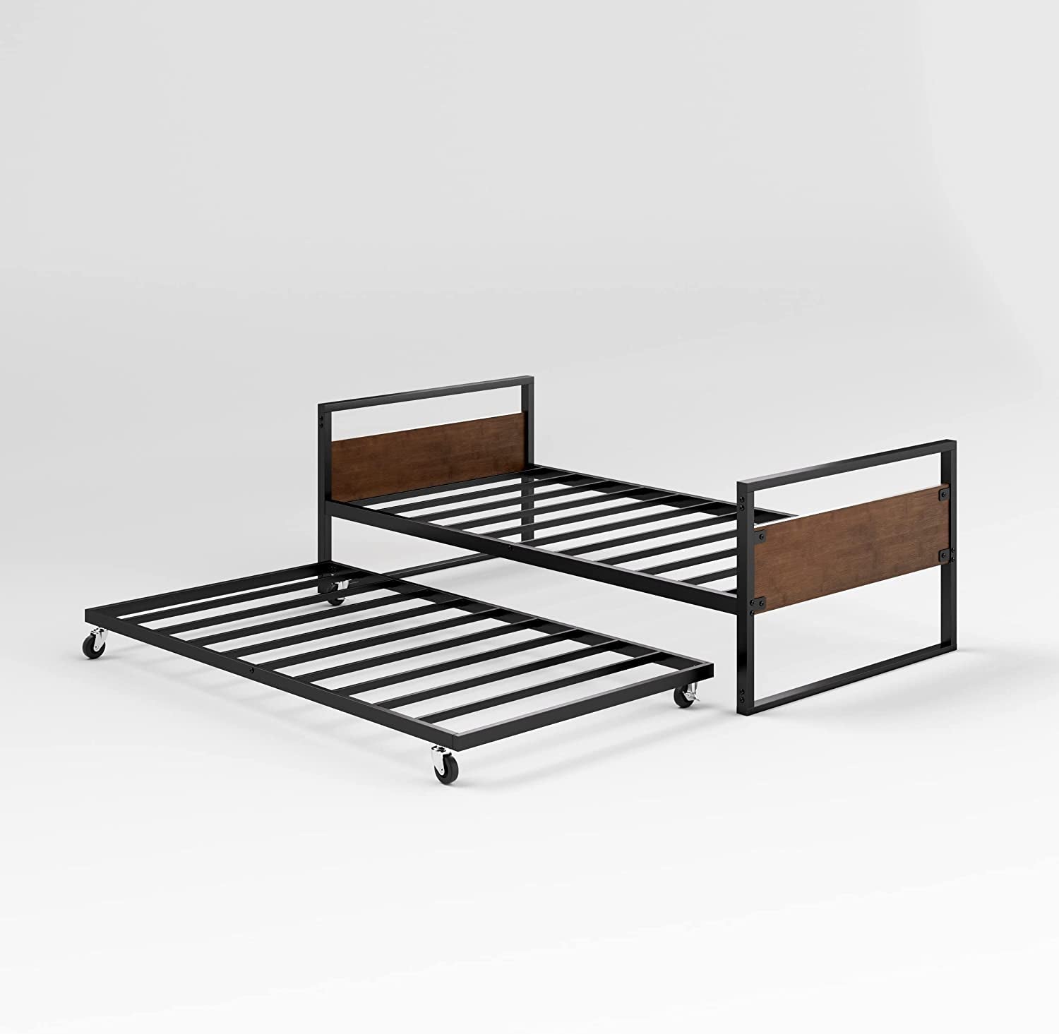Twin Over Full Metal Bunk Beds With Trundle In Black