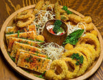 Bamboo Round 2 Section Platter 14" inch | For Appetizers / Barbecue /