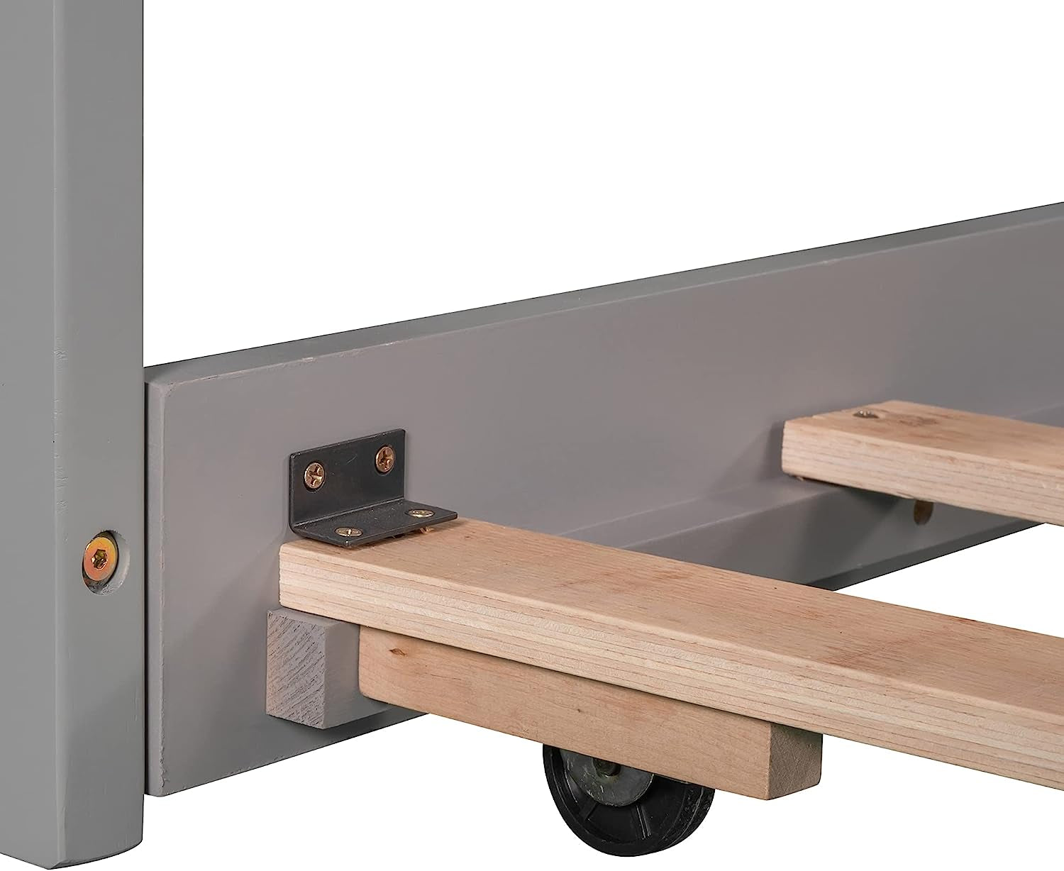 L Shaped Twin Platform Bed With Trundle Gray Finish