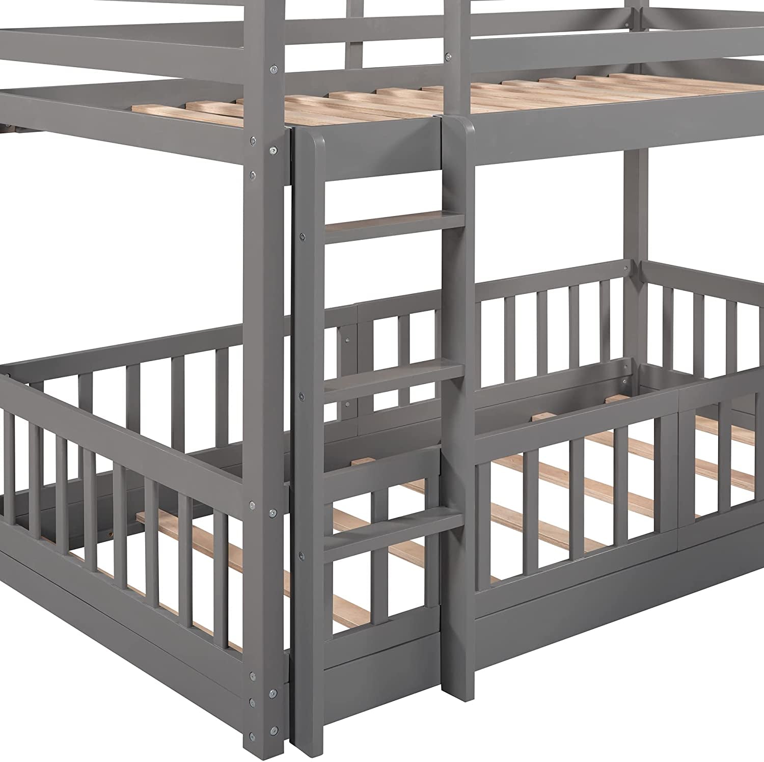 Twin Metal Bunk Bed Frame Black With Convertible Ladder