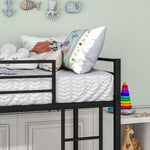Twin Metal Low Bunk Bed With Guard Rails And Ladder