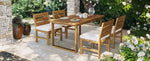 Farmhouse 5-Piece Outdoor Patio Dining Set with Adjustable Legs,Acacia