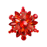 Rhinestone Large Flower Brooch Pin for Women Red Black Purple Flower Brooch Snowflake Brooch Marquise Wreath Brooches Christmas Snowflake Brooch Jewelry (Red 2)