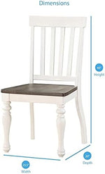 Dining Chair Set of 2 Two Tone Ivory Charcoal Slat Back