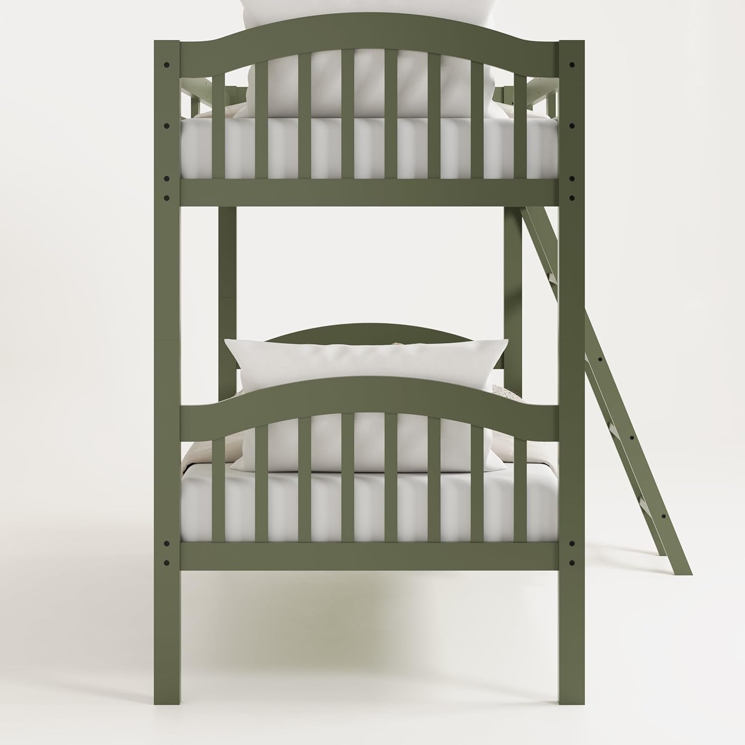 Olive Twin Over Twin Bunk Bed Converts To Two Beds