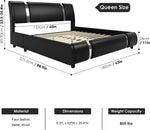 Queen Faux Leather Bed Frame With Adjustable Headboard