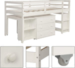 Twin Loft Bed With Rolling Desk And Storage For Small Rooms