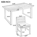 Farmhouse 5-Piece Outdoor Patio Dining Set with Adjustable Legs,Acacia