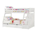 95inches X 56inches X 65inches Twin Over Full White Storage Ladder And