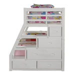 95inches X 56inches X 65inches Twin Over Full White Storage Ladder And