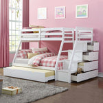 95inches X 56inches X 65inches Twin Over Full White Storage Ladder And