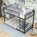Twin Metal Low Bunk Bed With Guard Rails And Ladder