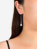 Ladies Jewellery Silver Long Chain Faux Cubic Zirconia Charm Dangle