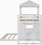 White Twin Over Full Low Profile Playhouse Bunk Bed