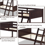 Twin Over Twin Bunk Bed Espresso With Safety Rails