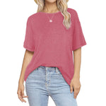 Summer Tops for Women 2024 Trendy Cute Tops Short Sleeve Shirts Ladies Tops and Blouses Pink L