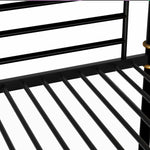 IronLoft™ – Twin XL Over Twin XL Metal Bunk Bed with Rustic Wood