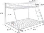 Twin Over Full Metal Bunk Bed With Flat Ladder Guard Rail