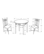 35inches Black Leather Look Foam and Metal Three Pieces Dining Set