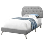 45.25" Solid Wood MDF Foam and Linen Twin Sized Bed with Chrome Legs