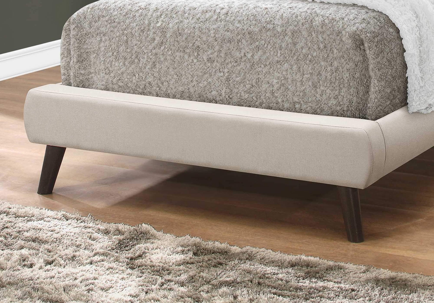 45.25" Solid Wood MDF Foam and Linen Twin Sized Bed with Chrome Legs