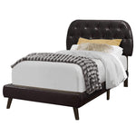 45.25" Solid Wood MDF Foam and Linen Twin Sized Bed with Chrome Legs