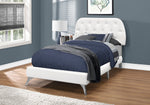 45.25" Solid Wood MDF Foam and Linen Twin Sized Bed with Chrome Legs