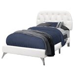 45.25" Solid Wood MDF Foam and Linen Twin Sized Bed with Chrome Legs