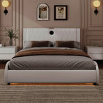 King Size Luxurious Faux Leather Upholstered Platform Bed with