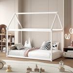 Twin House Bed Frame With Roof Canopy Montessori For Kids