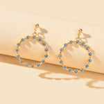 Fashion Ladies Jewelry Blue Rhinestone Gold Circle Dangle Party Bridal