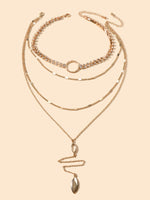 Ladies Jewellery Rhinestone Multi-layer Gold Chain Y Shape Pendant