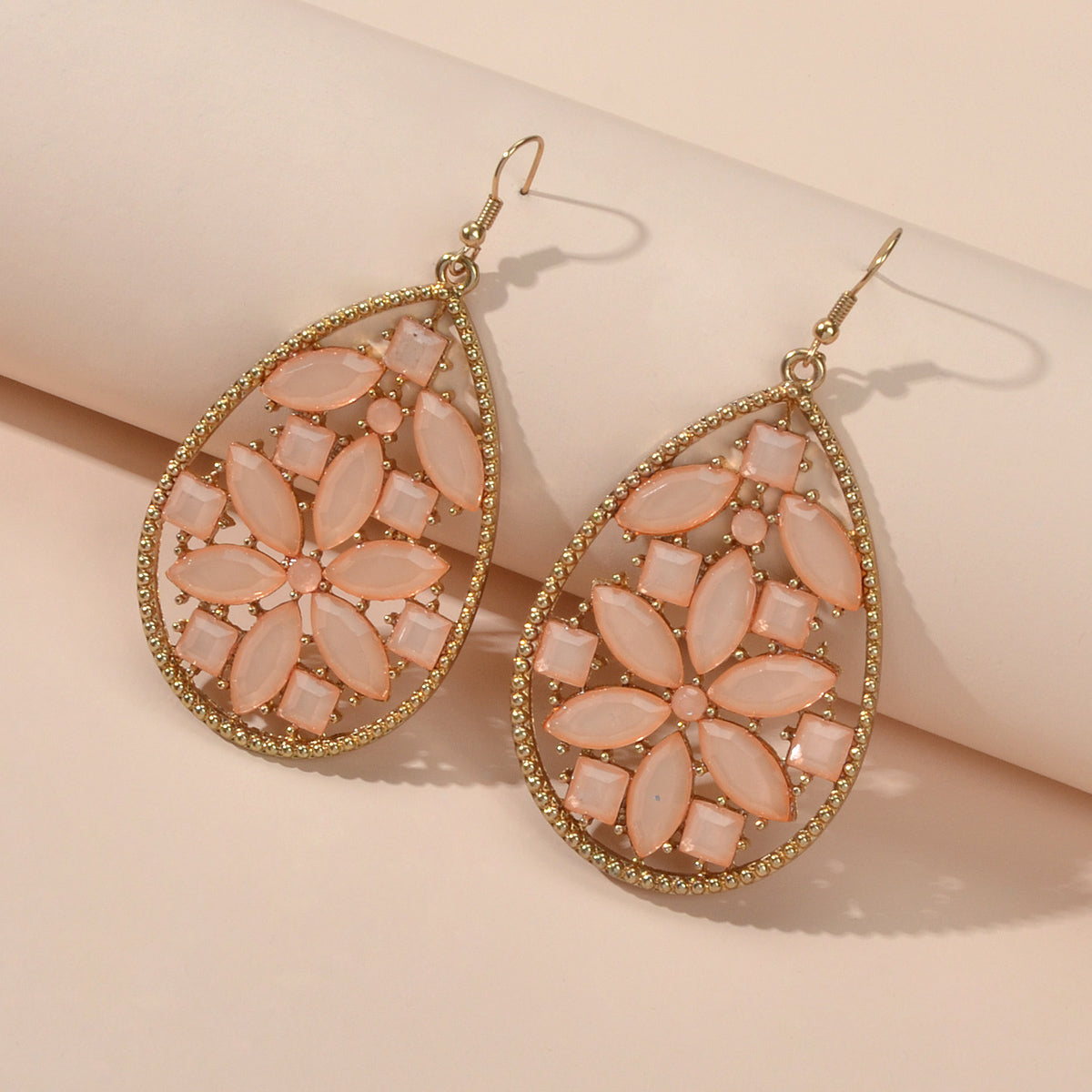 Ladies Jewellery Pink Green Acrylic Flower Water Drop Good Quality