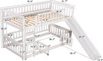 Twin Low Bunk Bed With Openable Fence And Slide White