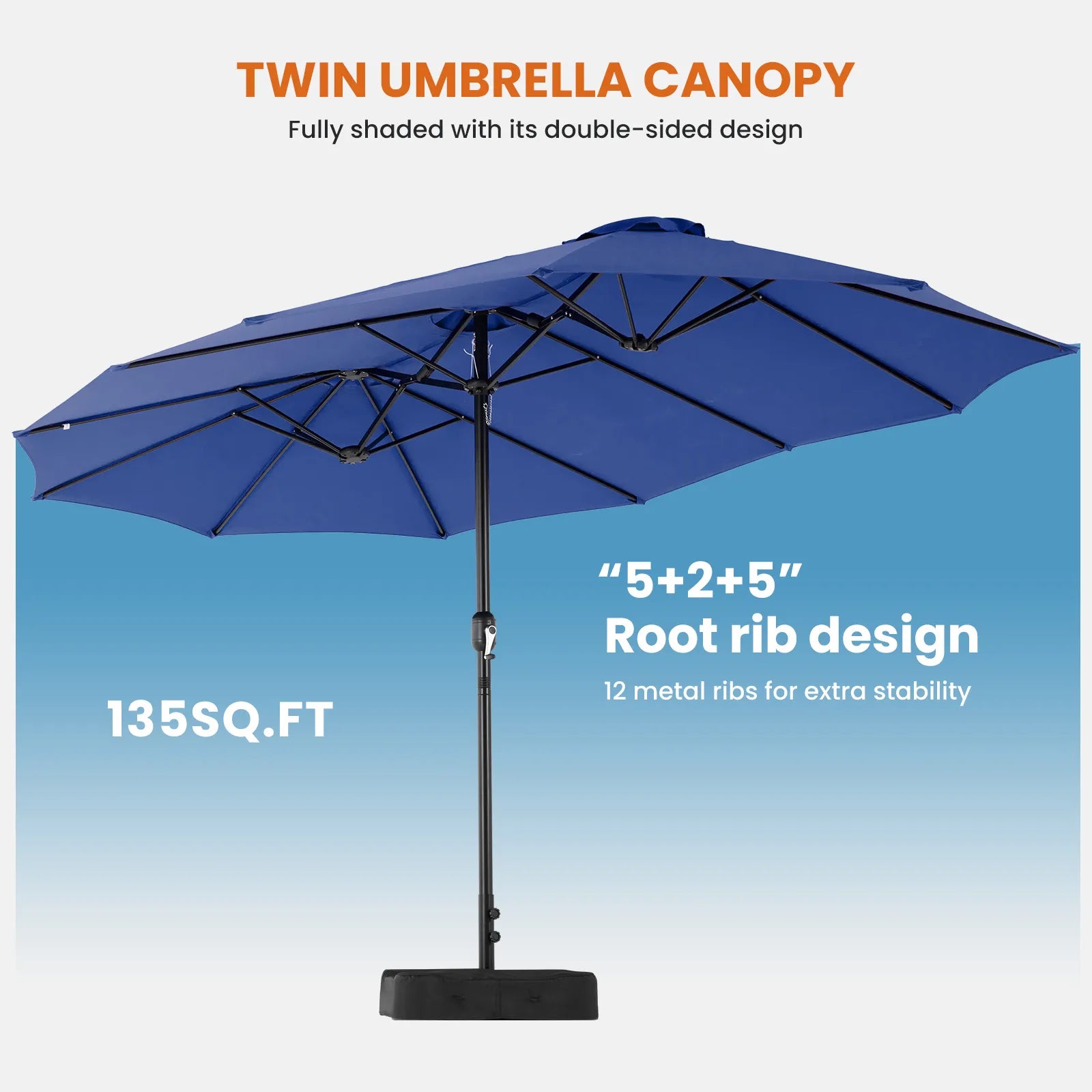 15ft Large Outdoor Patio Umbrella