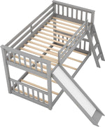 Grey Twin Bunk Bed With Slide Solid Pine Construction